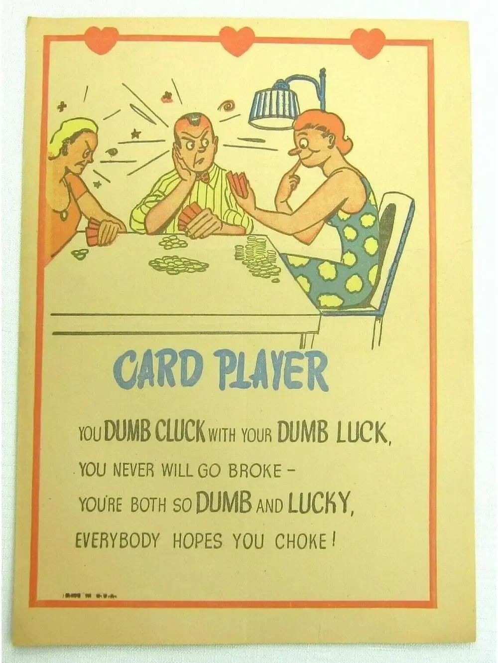Vintage Vinegar Valentine Card Player Penny Dreadful Sarcasm Insult Ephemera